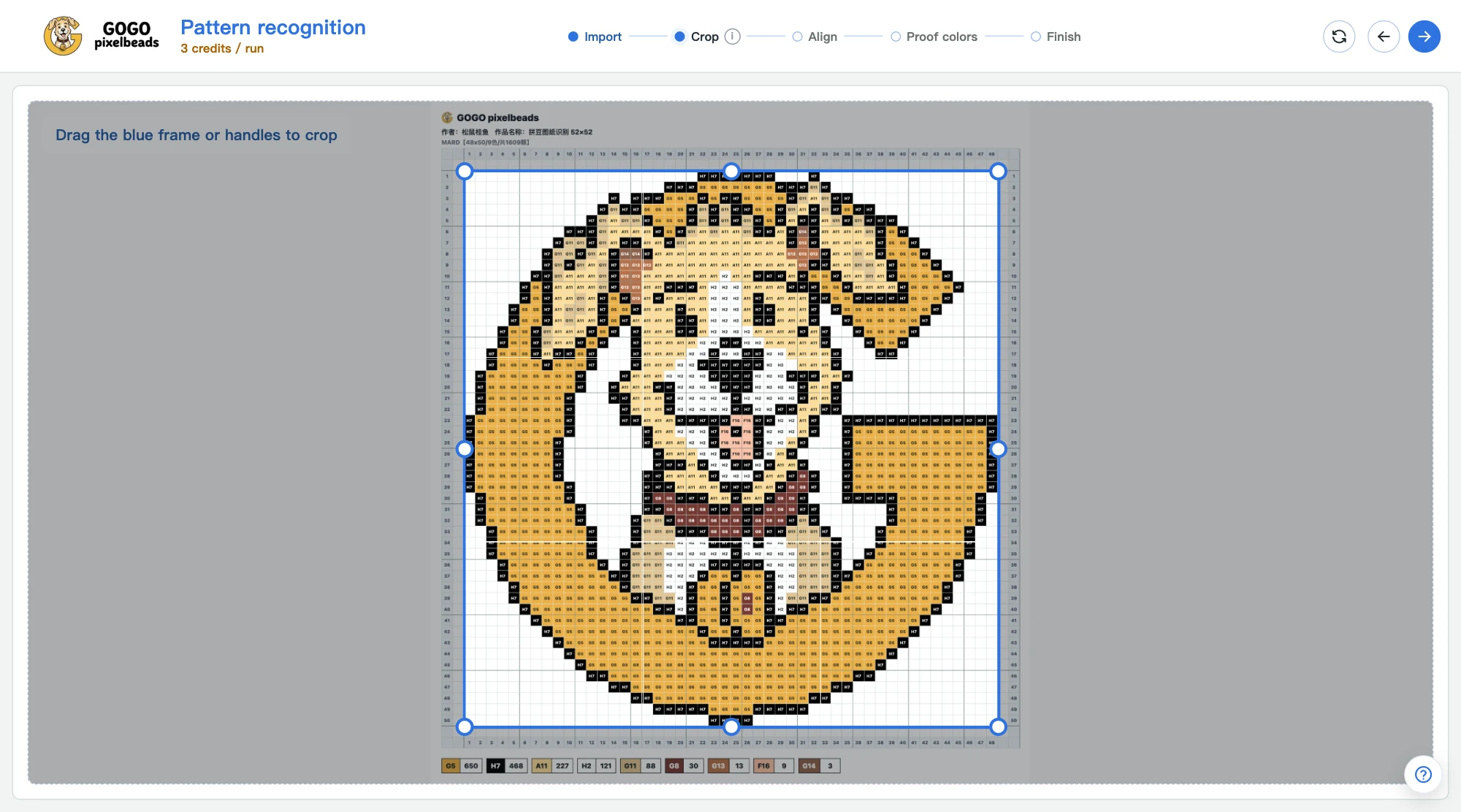 Crop: Keep only the pattern itself, or skip